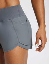 Baleaf Women's Flyleaf Quick-Dry 3" Shorts ebd007 Smoked Pearl Details