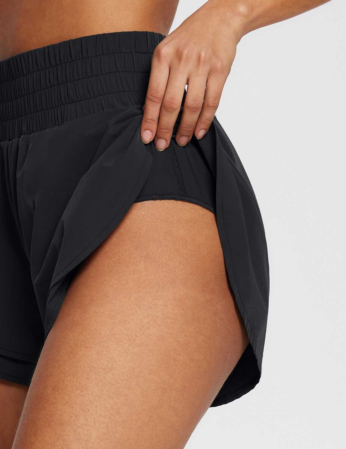 Baleaf Women's Flyleaf High Rise 3" Shorts ebd010 Anthracite Details