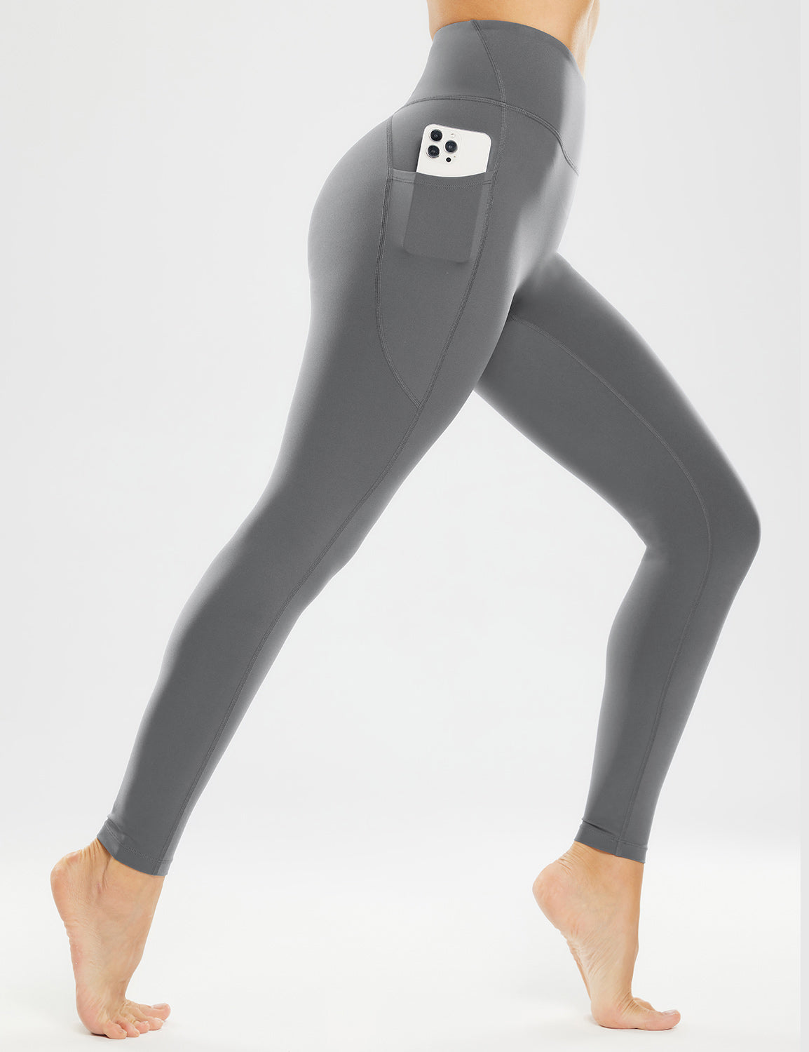 Baleaf Women's Sweatleaf Light Compression 27" Leggings ebh006 Dark Gray Side