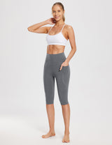 #Baleaf Women's High Rise Knee-length Pocketed Capris Smoked Pearl Full