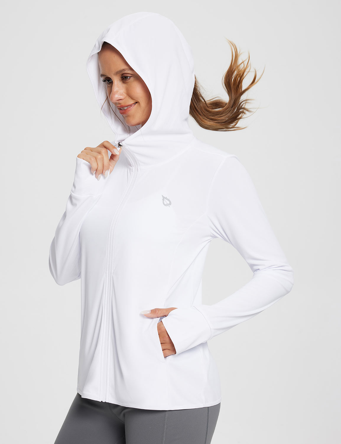 #Baleaf Women's UPF 50+ Lightweight Hoodie ega005 Lucent White Side
