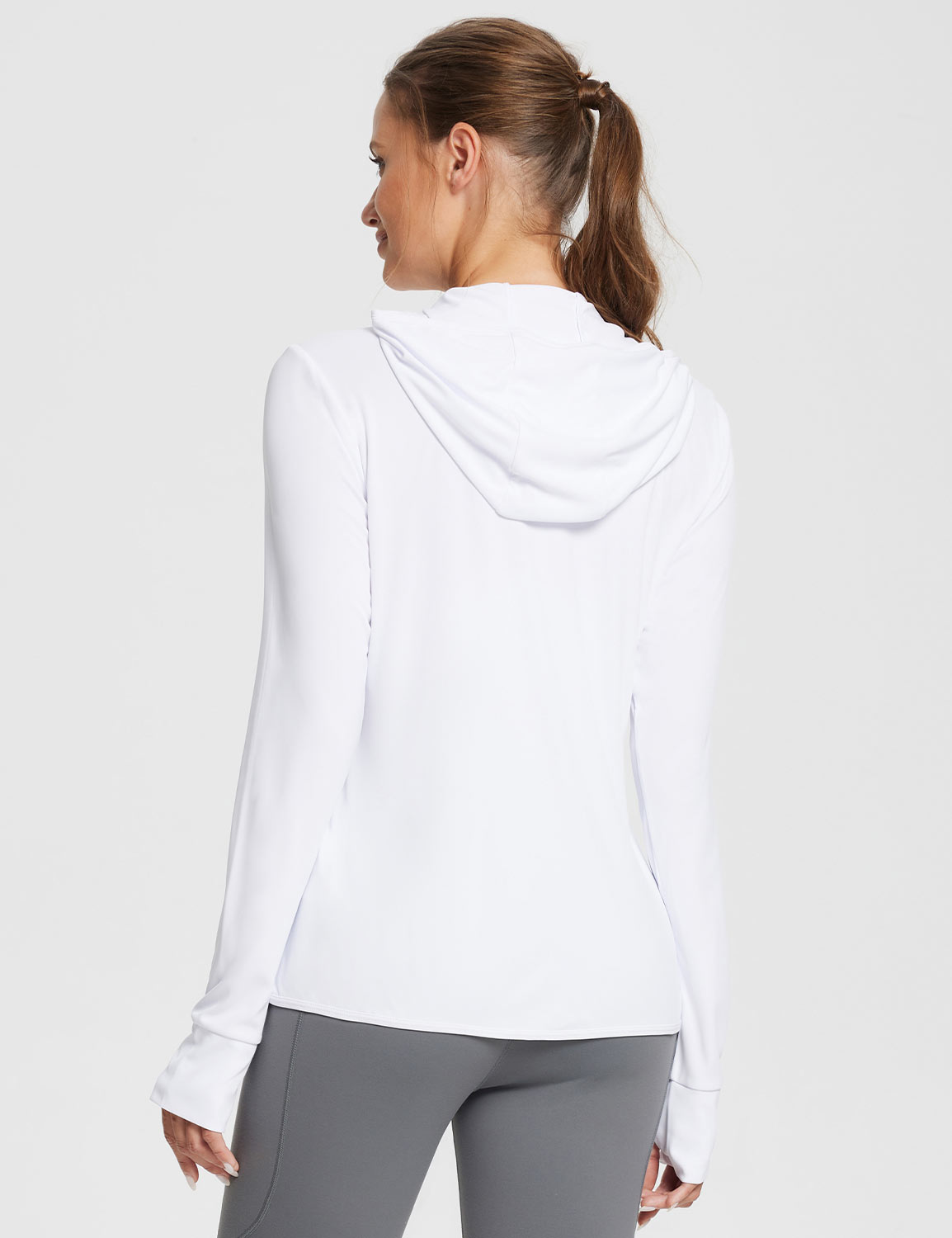 #Baleaf Women's UPF 50+ Lightweight Hoodie ega005 Lucent White Back