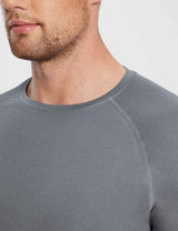 Baleaf Men's Flyleaf UPF50+ Crewneck T-Shirt ega008 Light Gray Details