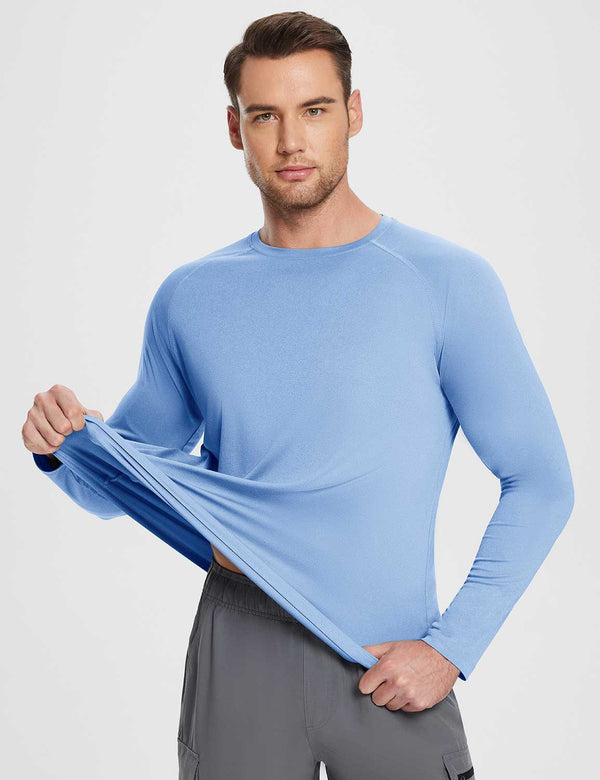 Flyleaf Men's UPF 50+ Crew Neck Long-Sleeve Sun Shirt in Ashleigh Blue