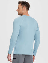 Baleaf Men's Flyleaf UPF50+ Crewneck T-Shirt ega008 Light Blue Back