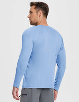 Baleaf Men's Flyleaf UPF50+ Crewneck T-Shirt ega008 Ashleigh Blue Back