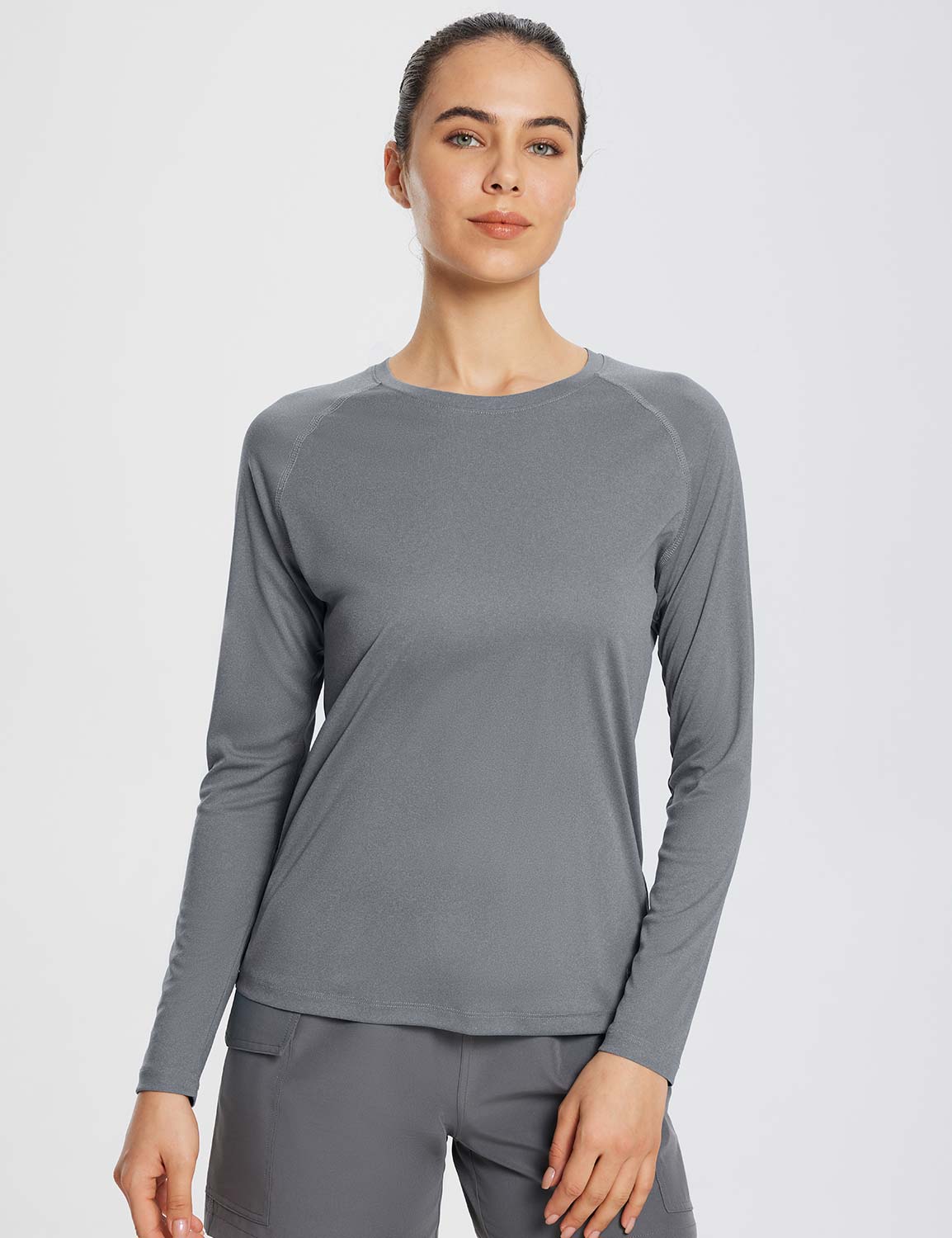 Baleaf Women's UPF 50+ Quick-Dry Sun Shirts ega010 Light Gray Main