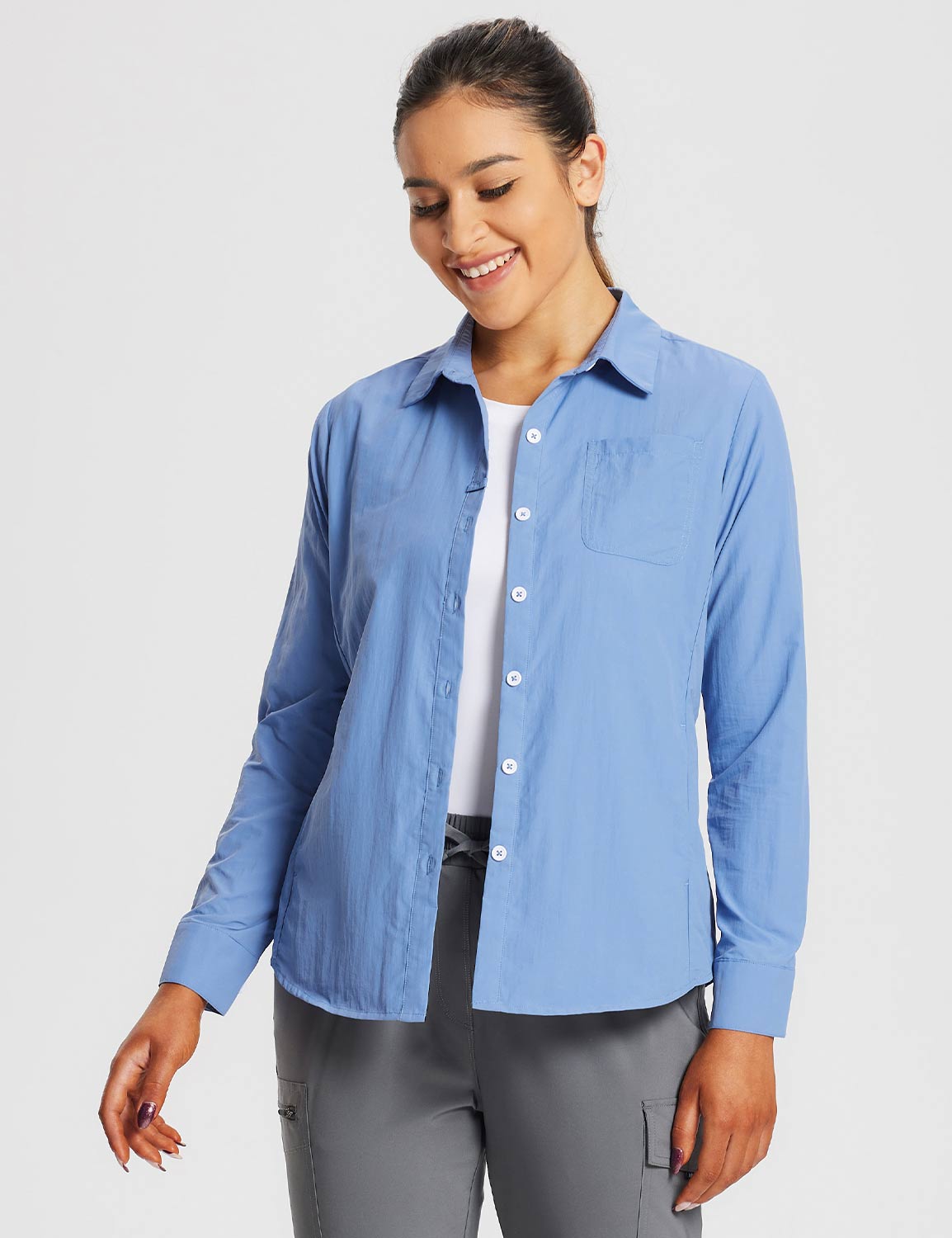Baleaf Women's Quick-Dry UPF 50+ Sun Shirts Ashleigh Blue Side