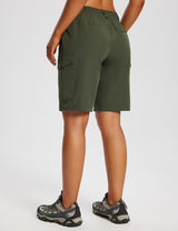 Baleaf Women's Laureate Quick-Dry Cargo Shorts ega025 Rifle Green Back