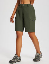Baleaf Women's Laureate Quick-Dry Cargo Shorts ega025 Rifle Green Side